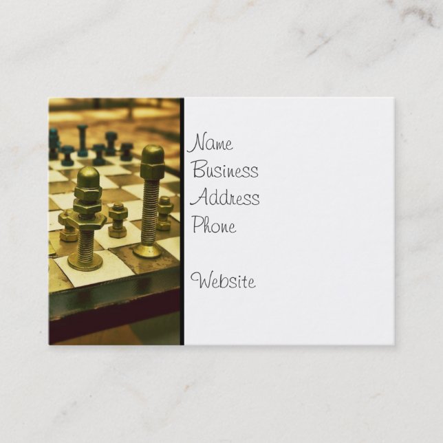 Cool Chess Board with Nuts and Bolts Business Card (Front)