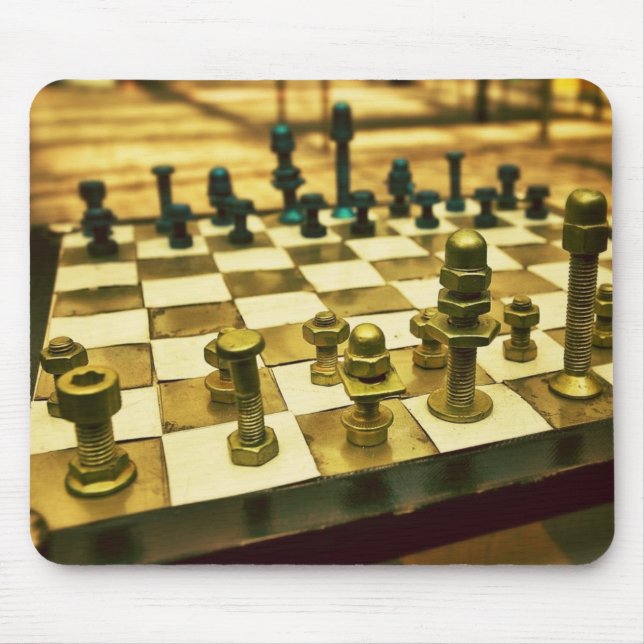 Cool Chess Board with Nuts and Bolts Mouse Pad (Front)