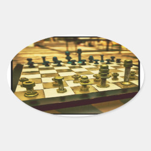 Cool Chess Board with Nuts and Bolts Oval Sticker