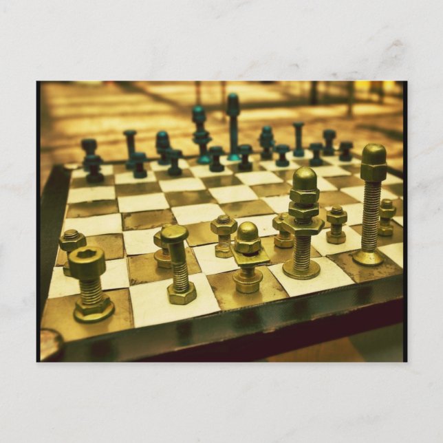 Cool Chess Board with Nuts and Bolts Postcard (Front)