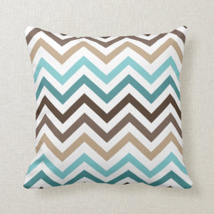 Cool Chevron Pattern Zig Zag Blue Brown Cushion