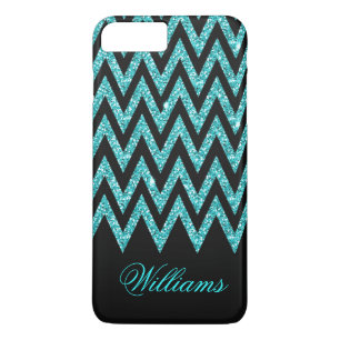 Cool chevron zigzag peacock blue  faux glitter iPhone 8 plus/7 plus case