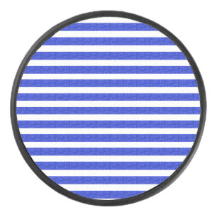 Cool Chic Blue Geometric Stripes Hockey Puck