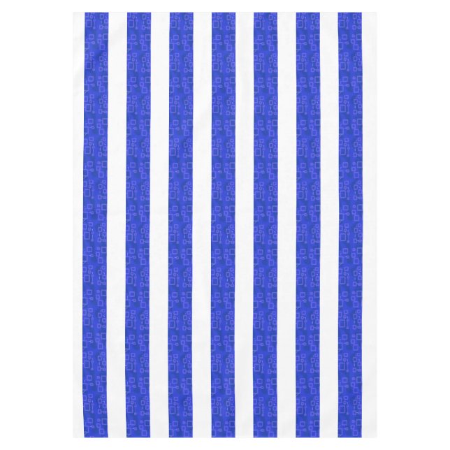 Cool Chic Blue Geometric Stripes Tablecloth (Front)