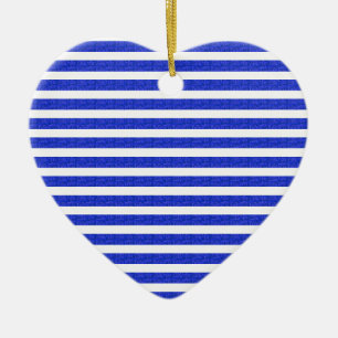Cool Chic Blue Gold Geometric Stripes Ornament