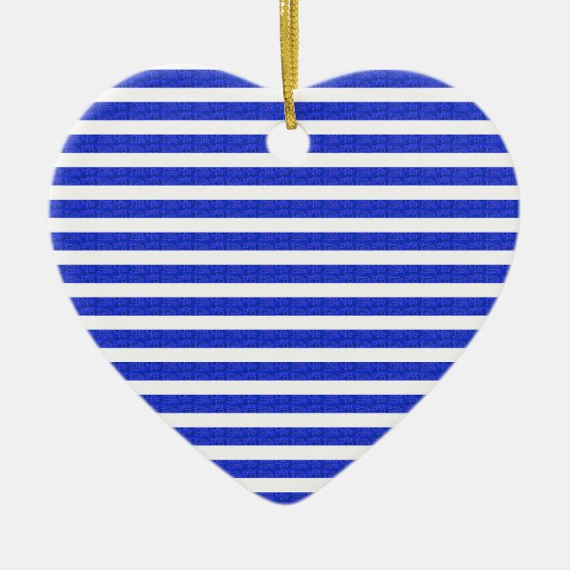 Cool Chic Blue Gold Geometric Stripes Ornament (Front)