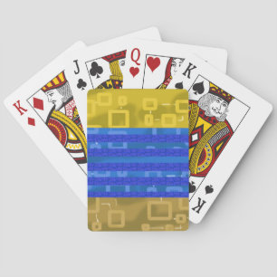 Cool Chic Blue Gold Geometric Stripes Playing Cards