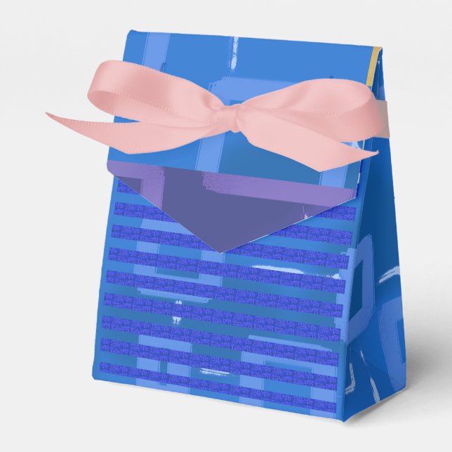 Cool Chic Blue Gold Pink Geometric Stripes  Favour Box (Front Side)