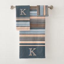 Cool Chic Brown Slate Blue Grey Stripes