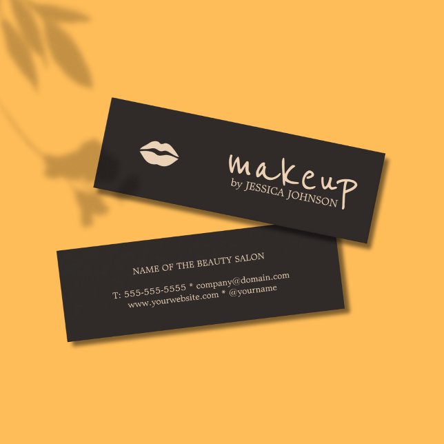 Cool Chic Dark Pale Pink Lips Makeup Artist Mini Business Card (Creator Uploaded)