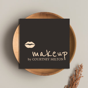 Cool Chic Dark Pale Pink Lips Makeup Artist Square Business Card