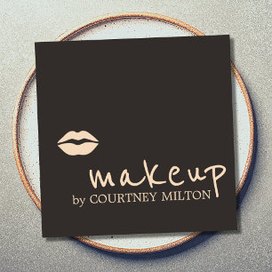 Cool Chic Dark Pale Pink Lips Makeup Artist Square Business Card