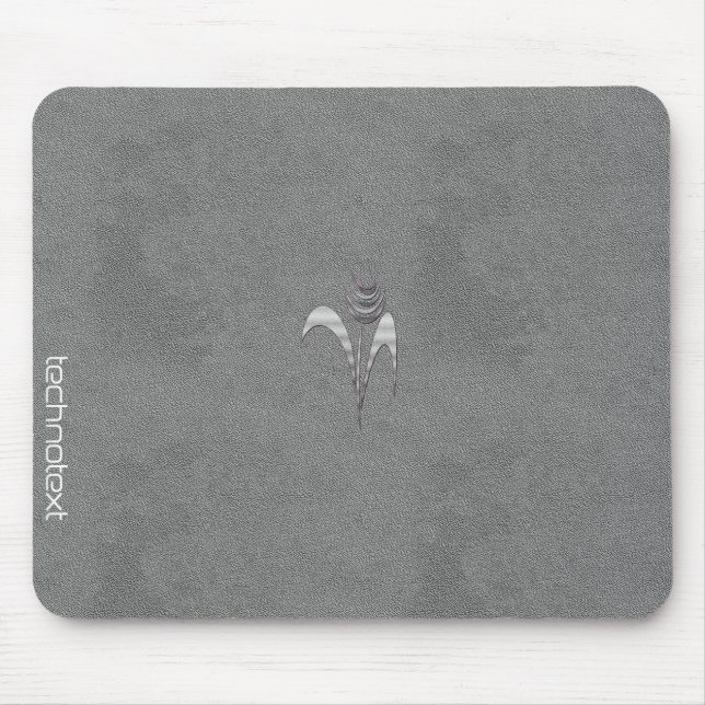 Cool Chic Leather Add Text Image Silver Flower Mouse Pad (Front)