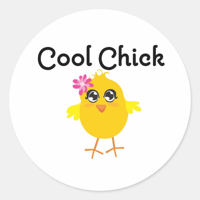 Cool Chick Classic Round Sticker (Front)