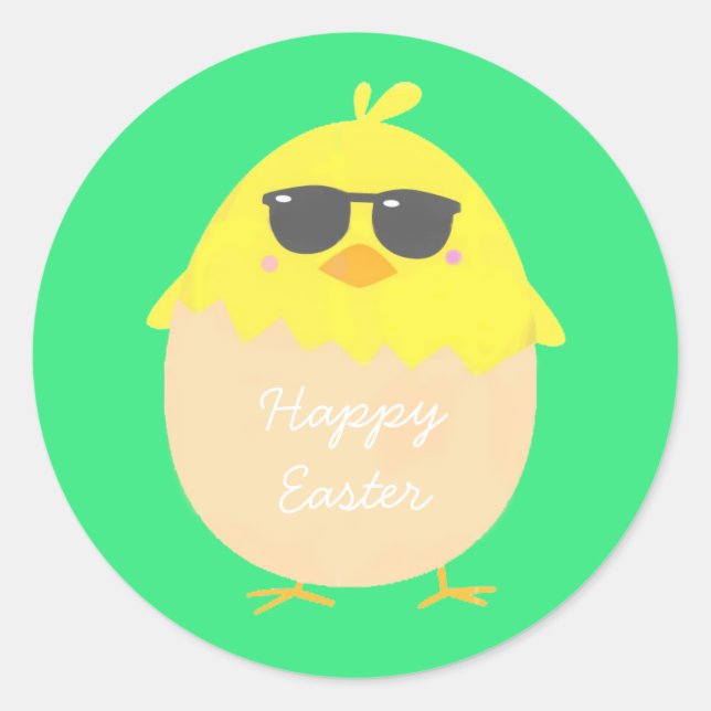 Cool Chick funky Easter yellow chick Classic Round Sticker (Front)