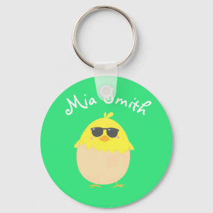 Cool Chick funky Easter yellow chick Key Ring