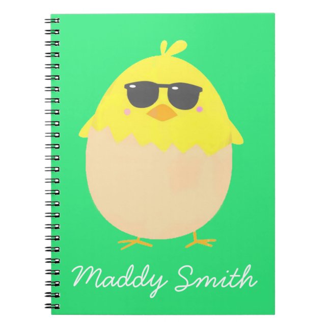 Cool Chick funky Easter yellow chick Notebook (Front)