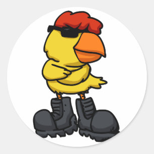 Cool Chick with sunglasses choose back colour Classic Round Sticker