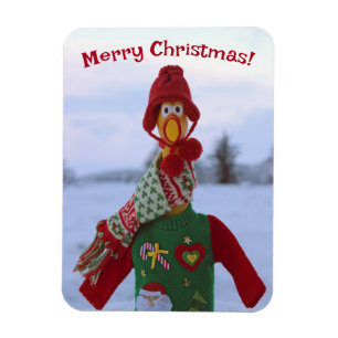 Cool Chicken In Ugly Christmas Sweater Magne! Magnet
