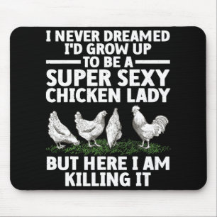 Cool Chicken Lady Art For Women Mum Hen Flock Chic Mouse Pad