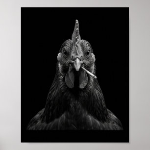 Cool Chicken Smoking Cigarette Bright Green Eyes D Poster