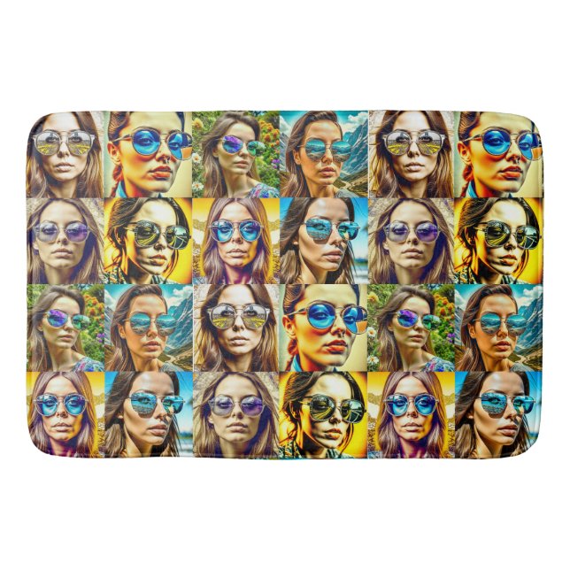 Cool Chicks in Sunglasses AI Art Bath Mat (Front)