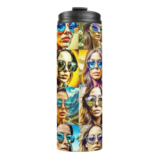 Cool Chicks in Sunglasses AI Art Thermal Tumbler (Front)