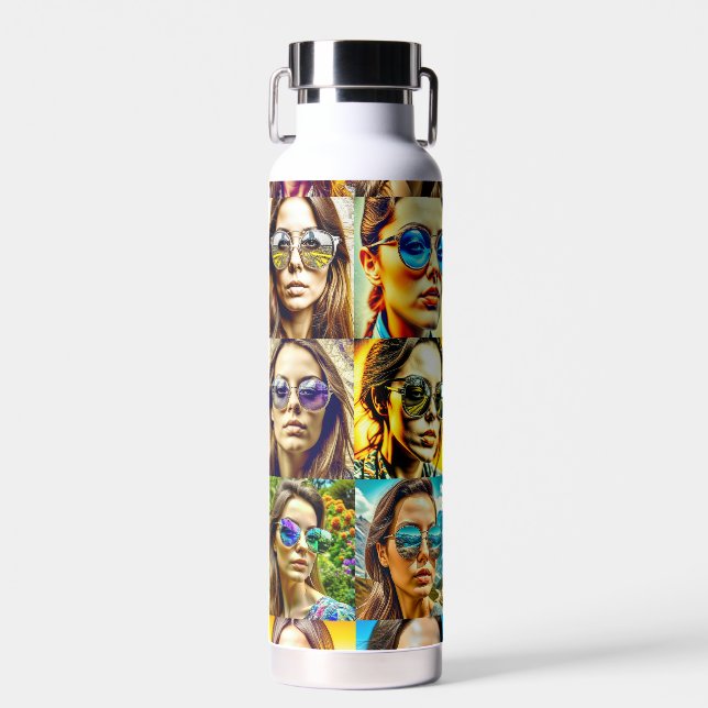 Cool Chicks in Sunglasses AI Art Water Bottle (Front)