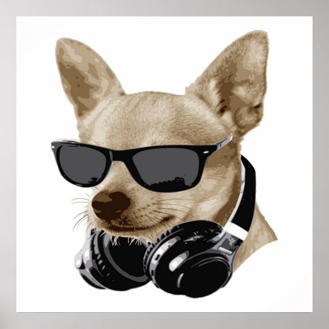 Cool Chihuahua | Chihuahua Wearing Glasses Poster (Front)
