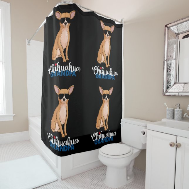Cool Chihuahua Grandpa Dog Lover Shower Curtain (In Situ)