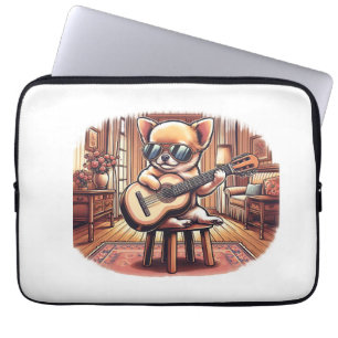 Cool Chihuahua Plays Classical Guitar Laptop Sleeve