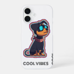 Cool chill colourful vibrant dog in glasses  iPhone 16 case