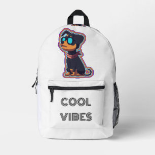 Cool chill colourful vibrant dog in glasses  printed backpack