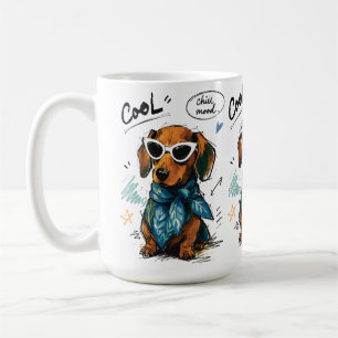 Cool Chill Mood Dachshund with Sunglasses Coffee Mug