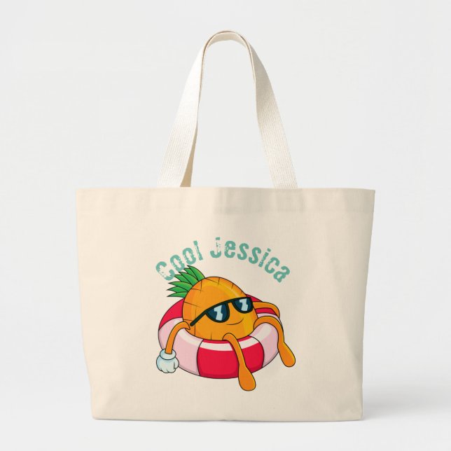 Cool Chill Pineapple Large Tote Bag (Front)