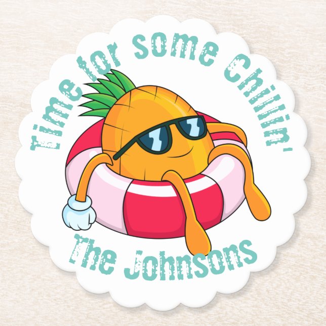Cool Chill Pineapple Paper Coaster (Front)