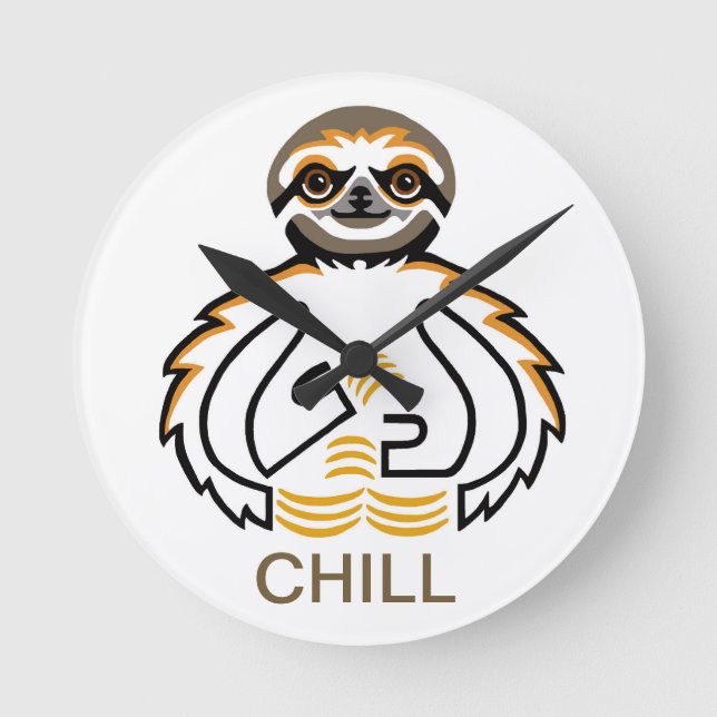 Cool Chill SLOTH- Conservation -nature round clock (Front)