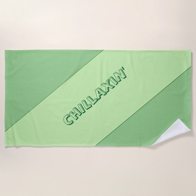 Cool Chillaxin' Green Beach Towel (Front)