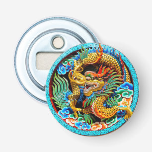 Cool chinese colourful dragon lotus flower art bottle opener