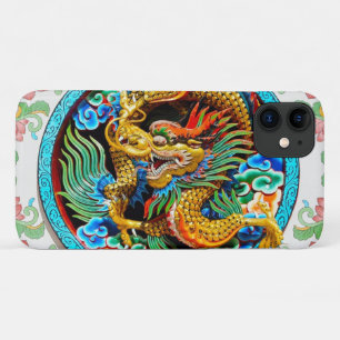 Cool chinese colourful dragon paint lotus flower iPhone 11 case