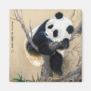 Cool chinese cute sweet fluffy panda bear tree art magnet