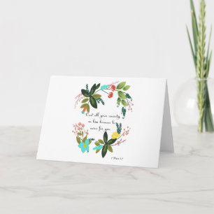 Cool Christian Art - 1 Peter 5:7 Holiday Card