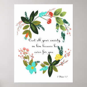 Cool Christian Art - 1 Peter 5:7 Poster