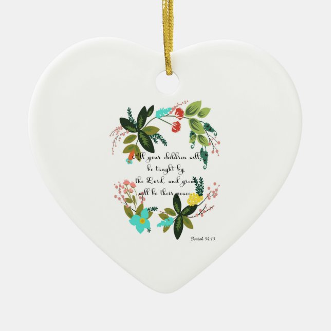 Cool Christian Art - Isaiah 54:13 Ceramic Tree Decoration (Front)