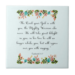 Cool Christian Art - Zephaniah 3:17 Ceramic Tile