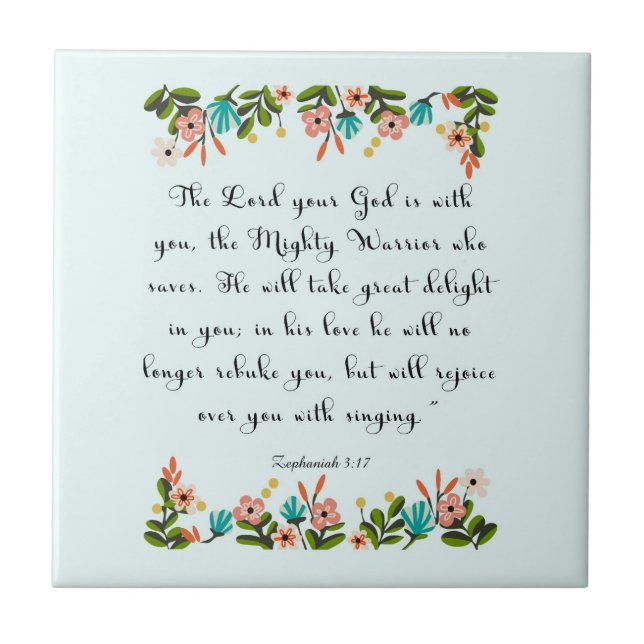 Cool Christian Art - Zephaniah 3:17 Ceramic Tile (Front)