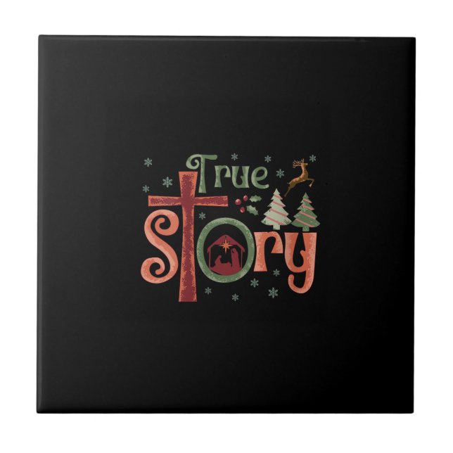 Cool Christian Christmas Resurrection Day Jesus Tr Ceramic Tile (Front)