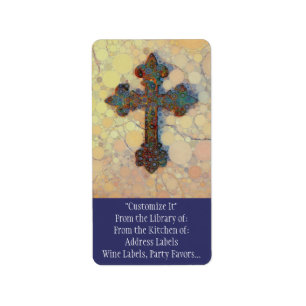 Cool Christian Cross Circle Mosaic Pattern Label