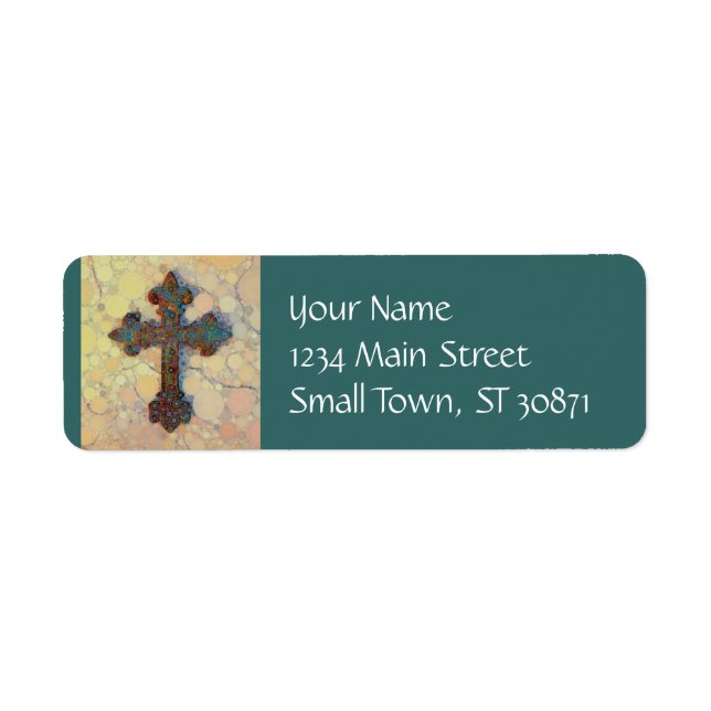 Cool Christian Cross Circle Mosaic Pattern Return Address Label (Front)