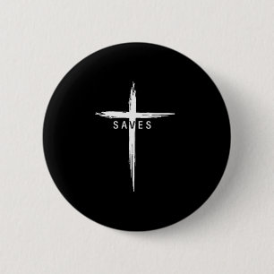 Cool Christian Cross Jesus Saves Men Women Graphic 6 Cm Round Badge